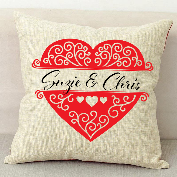 Personalized Couple Monogram with Heart Pillow Cover – The Cotton