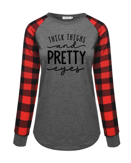 Buffalo Plaid Raglan Graphic Tee 